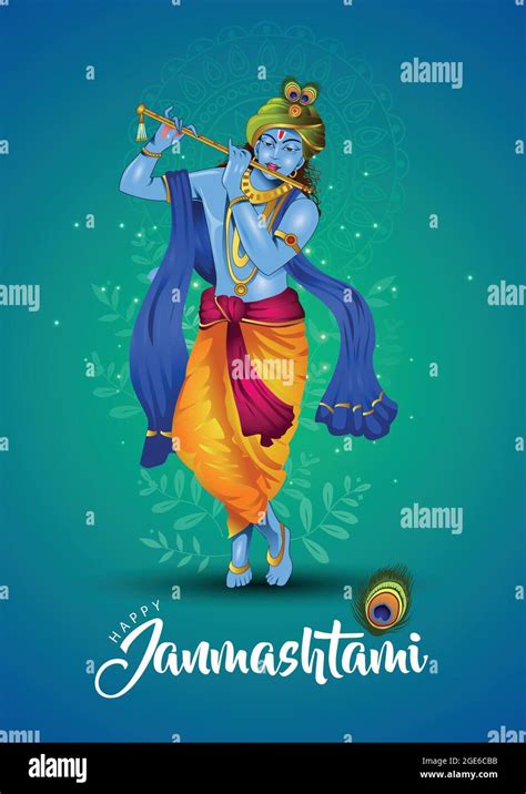 Happy Janmashtami Simple Greetings Poster Banner Template Vector