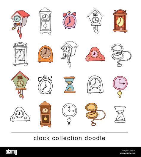 Set Of Clocks And Watches Hand Drawn Vector Illustration Stock Vector