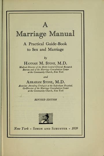 A Marriage Manual A Practical Guide Book To Sex And Marriage Stone Hannah M Hannah Mayer