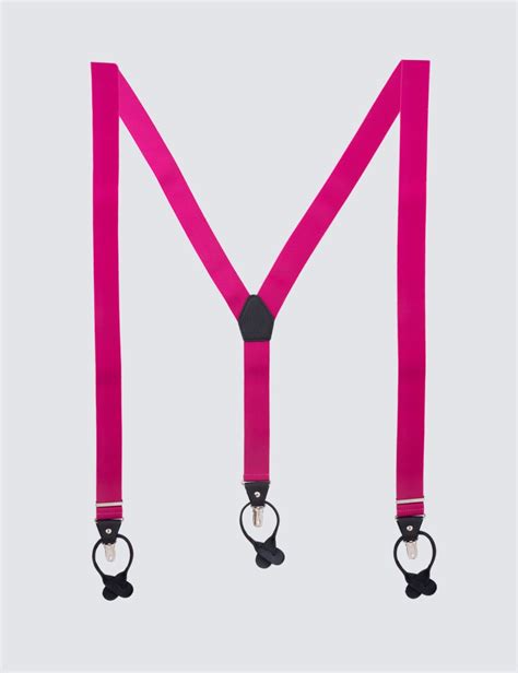 Mens 2 In 1 Adjustable Bright Pink Plain Braces Hawes And Curtis