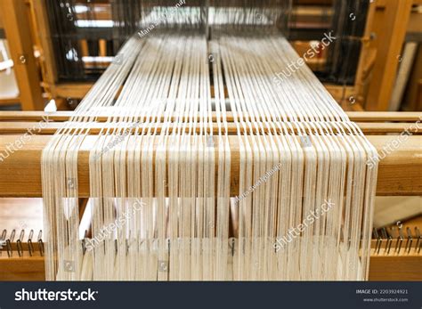 close weaving machine loom machine clothing stock photo