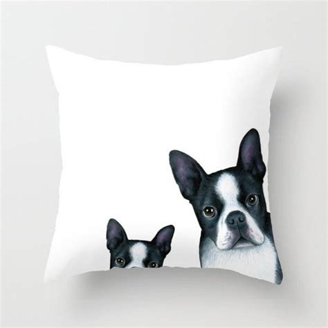 Throw Pillow Cushion Indoor Outdoor Dog 128 Boston Terrier By