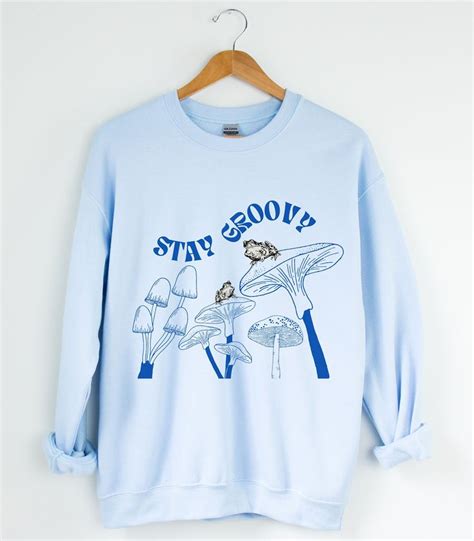 Stay Groovy Frog Sweatshirt Mushroom Hoodie Frog Hoodie Cottagecore