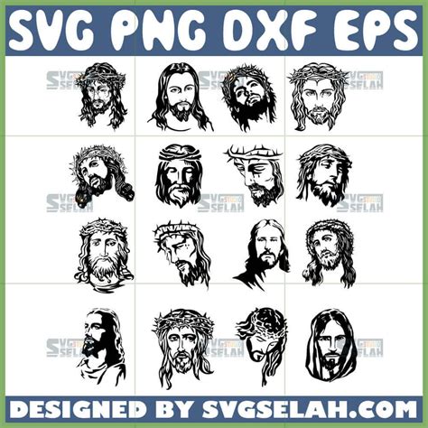 Jesus Face Bundle Svg, Black Jesus Svg - SVG Selah