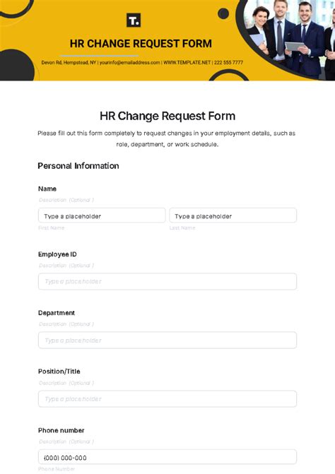 Free Employee Change Request Form Template To Edit Online