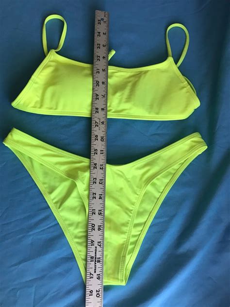 Pre Owned Women S Neon Yellow Green Bikini Piece Gem