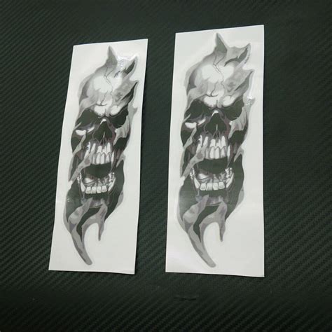 2x Motorcycle Front Fork Skull Decals Graphic Sticker For Harley Honda Custom Ebay