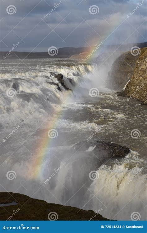 Gullfoss Waterfall with Rainbow Stock Photo - Image of gullfoss, vertical: 72514234