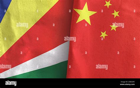 China And Seychelles Two Flags Textile Cloth D Rendering Stock Photo