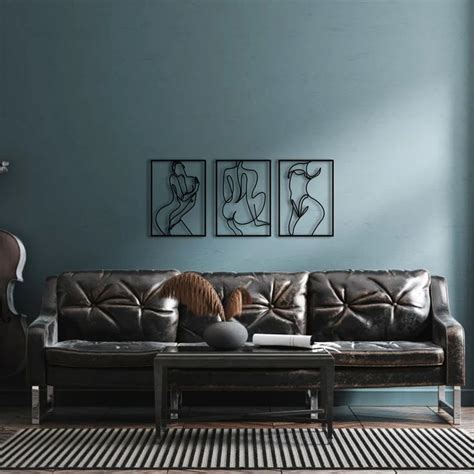Female Body Metal Wall Art Set Of Nude Woman Line Art Etsy Wall Decor Bedroom Hanging