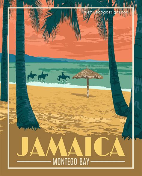 Jamaica Montego Bay - Vintage Travel Poster - Etsy Canada | Travel