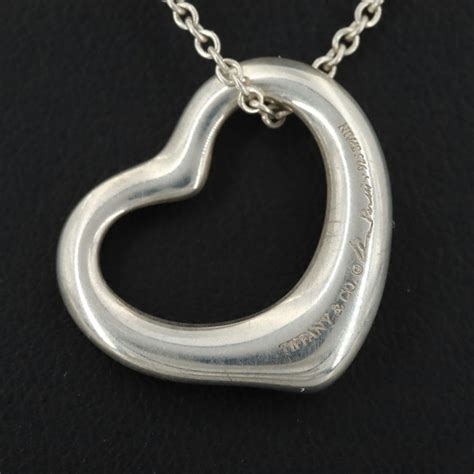 Elsa Peretti For Tiffany And Co Sterling Silver Open Heart Necklace Ebth