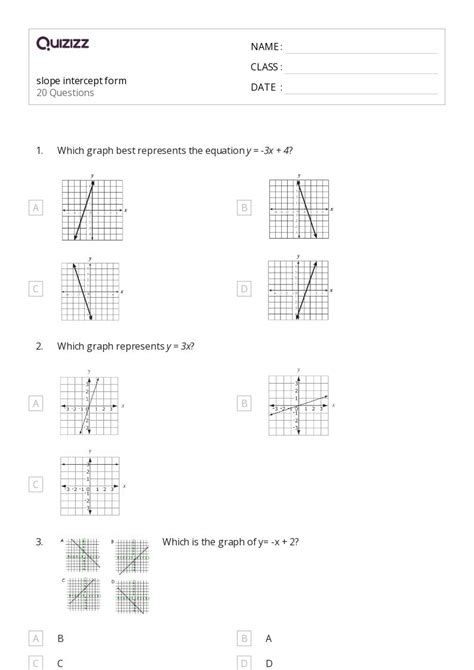 50 Slope Intercept Form Worksheets For 3rd Year On Quizizz Free