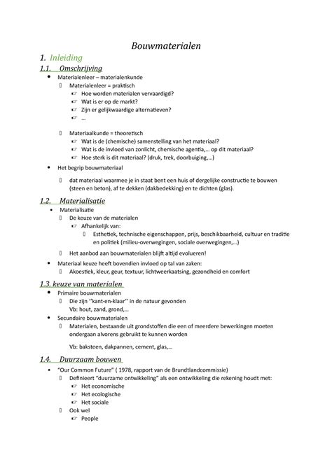 Bouwmaterialen Samenvatting Bouwmaterialen Inleiding