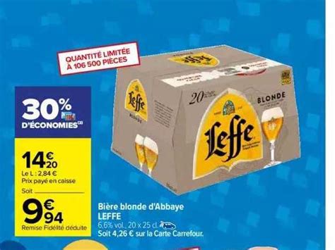 Promo Bi Re Blonde D Abbaye Leffe Chez Carrefour Icatalogue Fr