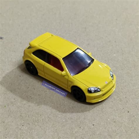 Loose Hot Wheels 99 Honda Civic Type R EK9 Yellow Hotwheels Honda Civic EK9 Yellow HW JDM Cars