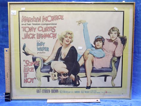 Lot Framed Vintage Movie Poster Some Like It Hot Poster With Marilyn Munro