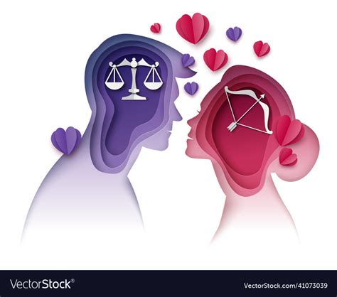 Couple with libra sagittarius horoscope signs Vector Image