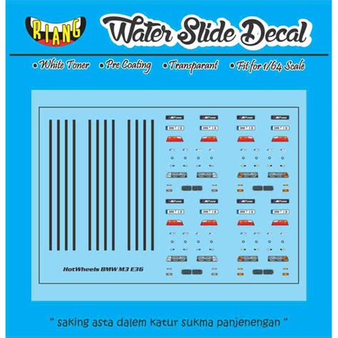 Jual Decal Waterslide Hot Wheels Lampu Bmw M E Kota Denpasar