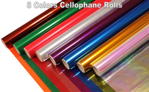 Amazon.com: SYOGUA 8 Rolls Colored Cellophane Wrap, Extra Wide (34 in x ...