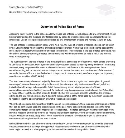 ⇉overview Of Police Use Of Force Essay Example Graduateway