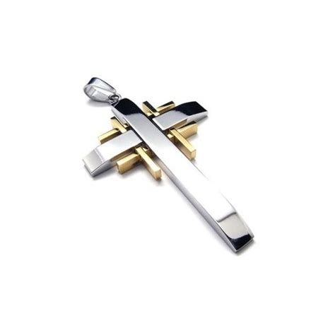 Mens Pure Titanium Cross Necklace Pendant Chain New 17696 Titanium