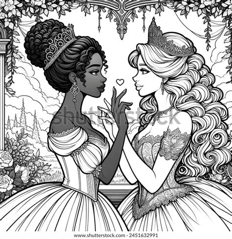 Fantasy Romance Lesbian Princesses Black White AI Generated Image 2451632991 Shutterstock