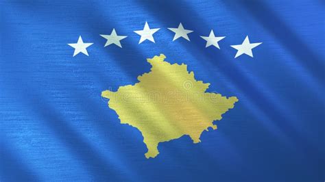 The Flag Of Kosovo Waving Silk Flag Of Kosovo High Quality Render 3d