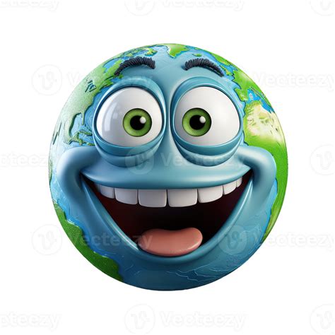 Earth Planet Cartoon Character On Transparent Background 44787845 Png