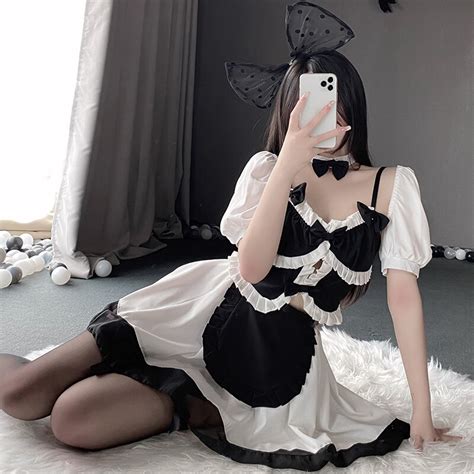 French Apron Maid Fancy Dress Costumes Women Sexy Lingerie Erotic Role Play Maid Outfit Naughty