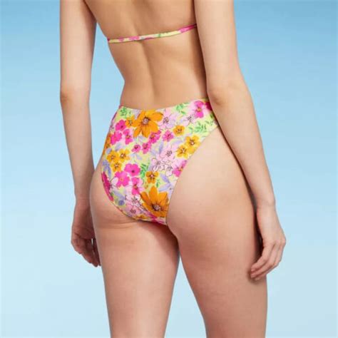 Wild Fable Women S High Leg Cheeky Bikini Bottom Multi Floral Print Large Ebay