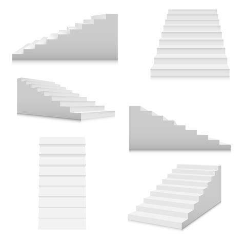 Conjunto De Plantillas De Escaleras Blancas Escaleras Interiores En