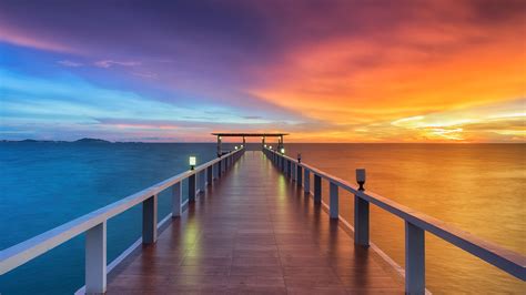 Muele De Madera Frente Al Mar Al Atardecer Fondo De Pantalla 4k HD ID 9896