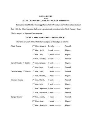 Fillable Online Courts Ms Local Rules Of The Sixth Chancery Court