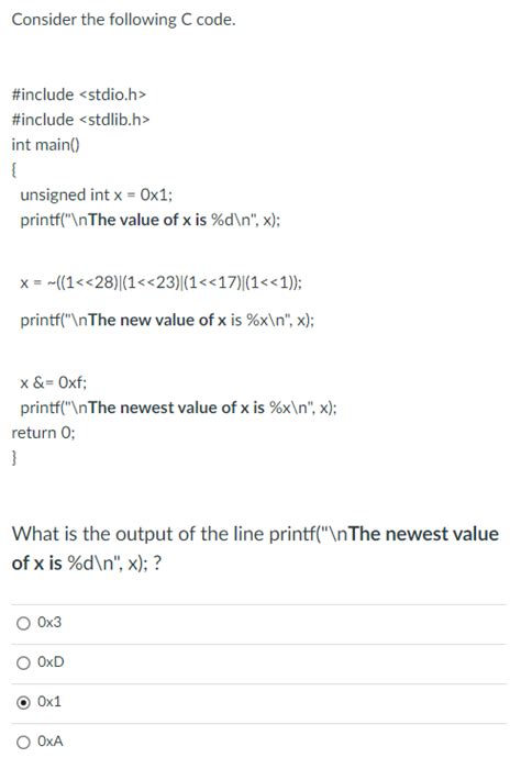 Solved Consider The Following C Code Include Include Chegg