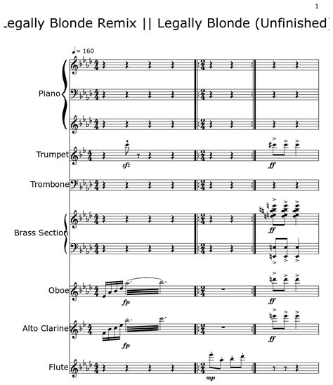 Legally Blonde Remix Legally Blonde Unfinished Sheet Music For Piano Trumpet Trombone
