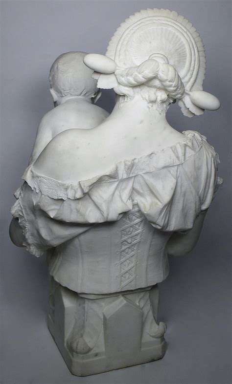 A Very Fine And Charming Italian 19th Century Life Size Carrara Marble Sculpture Of A Mother