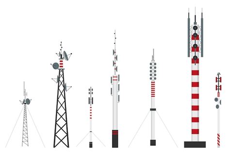 Premium Vector Communication Towers Wireless Antennas Cellular Wifi