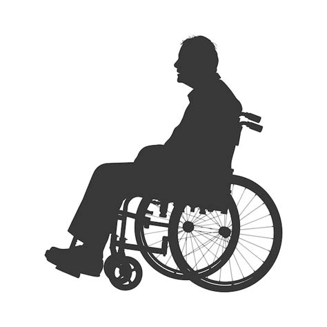 Premium Vector Silhouette Elderly Man In A Wheelchair Full Body Black Color Only