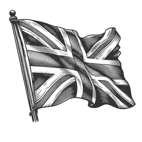 Union Jack Flag Waving Engraving Vector Stock Illustration ...