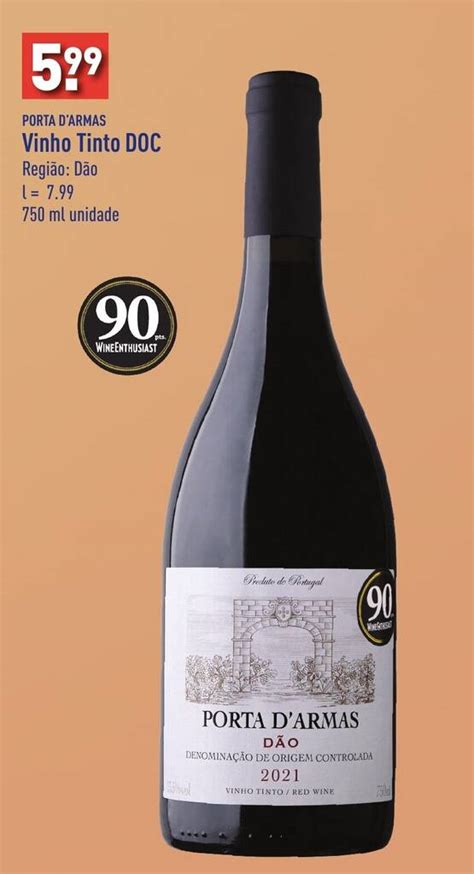 Promoção PORTA D ARMAS Vinho Tinto DOC 750ml em ALDI