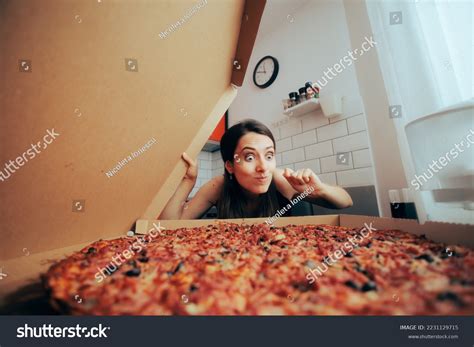 Gourmand Woman Wanting Try Pizza Slice Stock Photo 2231129715 ...