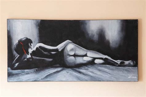 Nude Woman Lying On The Bed Acrylic Painting On Canvas Painting By Filip Petrovic Saatchi Art