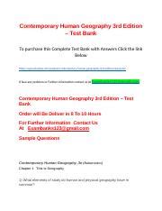 Contemporary Human Geography Rd Edition Test Bank Docx