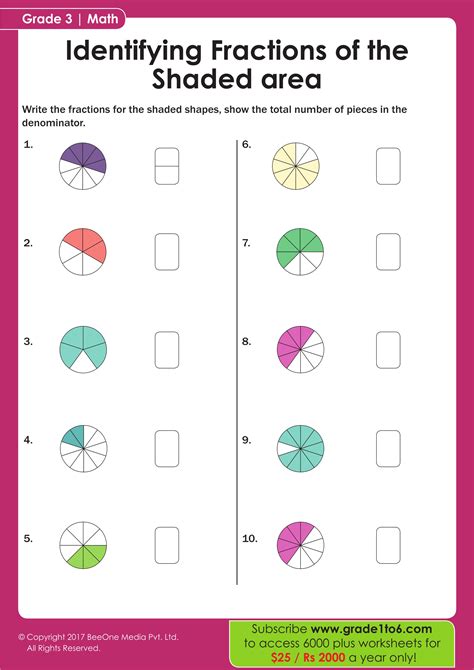 Fraction Of The Shaded Shape Worksheet Worksheets Library