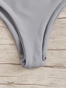 SHEIN Random Striped Frill Trim Shirred Bandeau Bikini Set SHEIN USA
