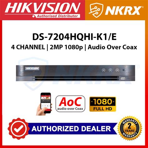 Hikvision Ds 7204hqhi K1es 2mp 1080p Lite 4ch Cctv Dvr Audio Over