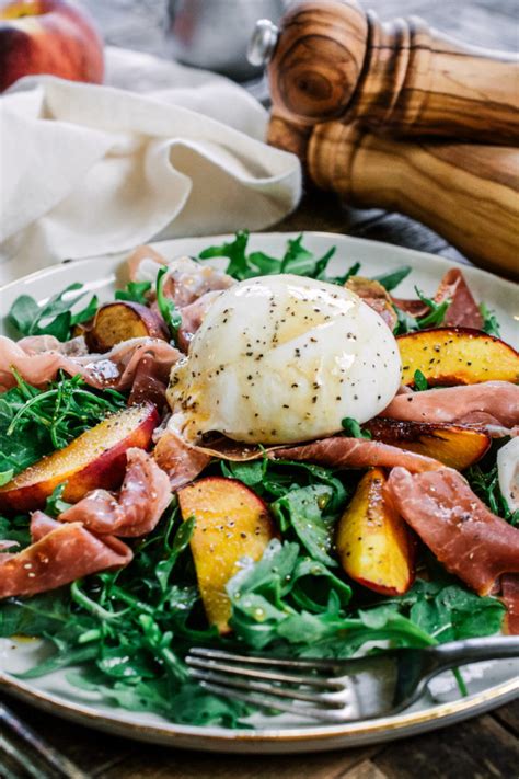 Balsamic Peach Burrata And Prosciutto Salad Ciao Chow Bambina