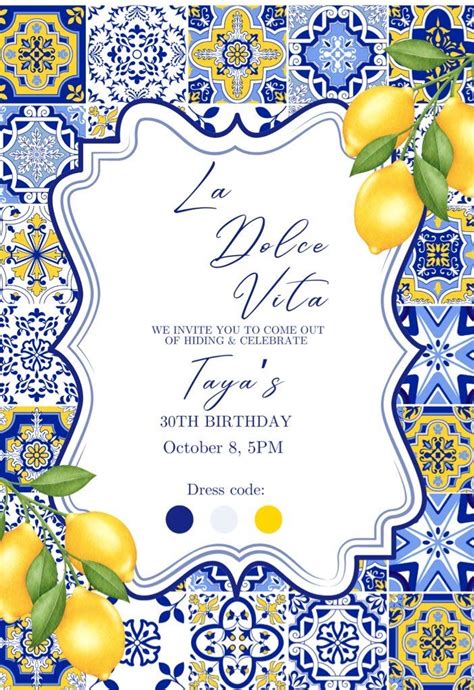 Amalfi Coast Theme Invite Lemon Themed Bridal Shower Italian Bridal