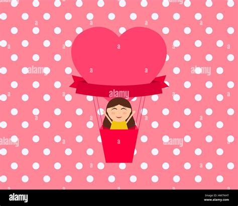 Girl Sitting In Hot Air Balloon In The Shape Of Heart Stock Vector Image Art Alamy